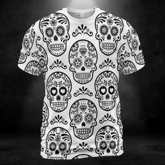 White & Black Calavera Unisex Comfort T-Shirt
