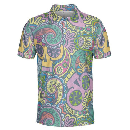 Colorful Paisley Skeletons Polo Shirt