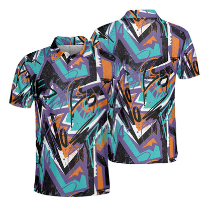 Scribbles & Geometric Polo Shirt