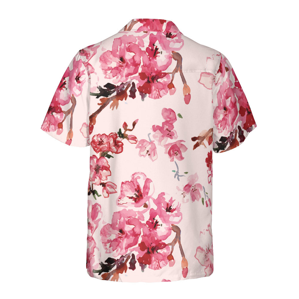 Watercolor Cherry Blossoms Button Up Shirt