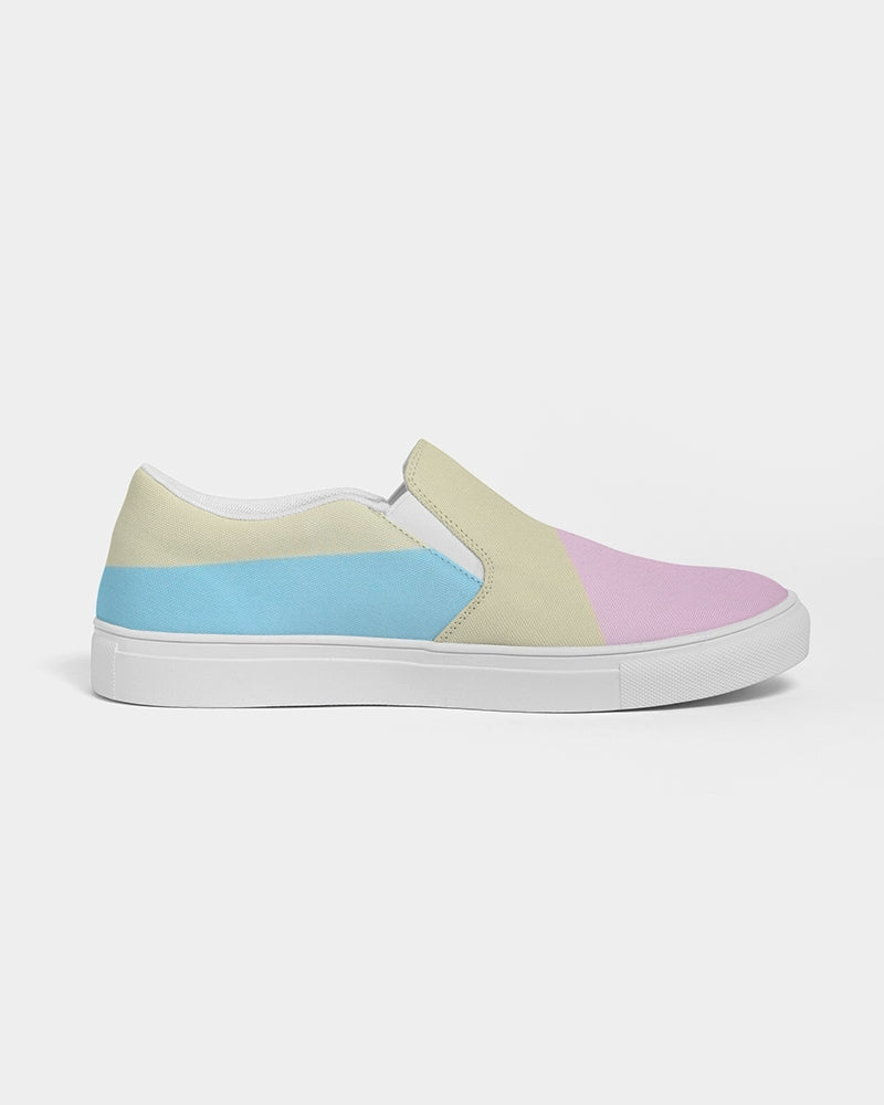 Pink, Blue, & Cream Color Block Women's Slip-On Canvas Shoe