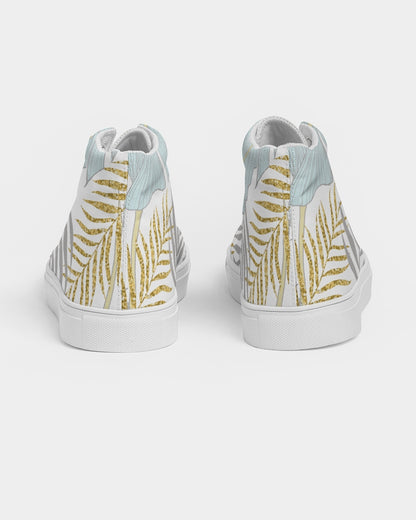 Banana And Golden Palm Leaves Women's High Top Canvas Shoe