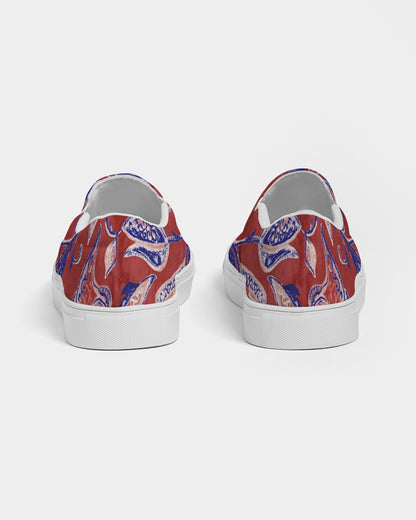Red Watercolor Paisley Women's Slip-On Canvas Shoe