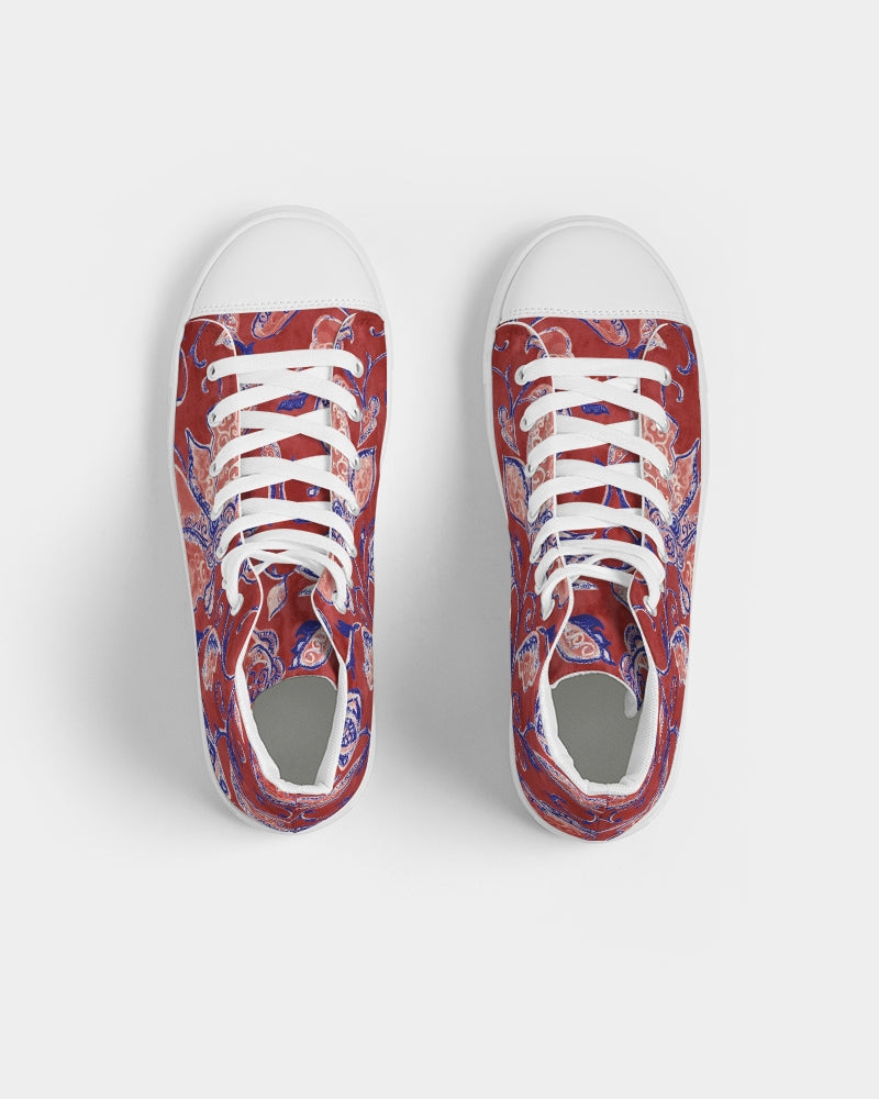 Red Watercolor Paisley Women's High Top Canvas shops Shoe