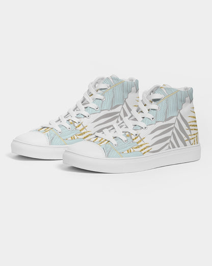 Banana And Golden Palm Leaves Men's High Top Canvas Shoe