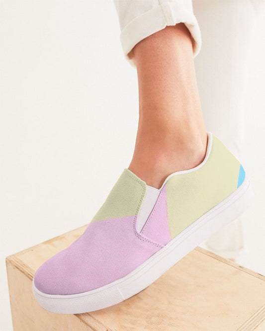 Pink, Blue, & Cream Color Block Women's Slip-On Canvas Shoe