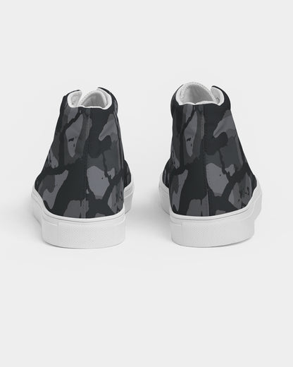 Grey Camouflage Men's High Top Canvas Shoe