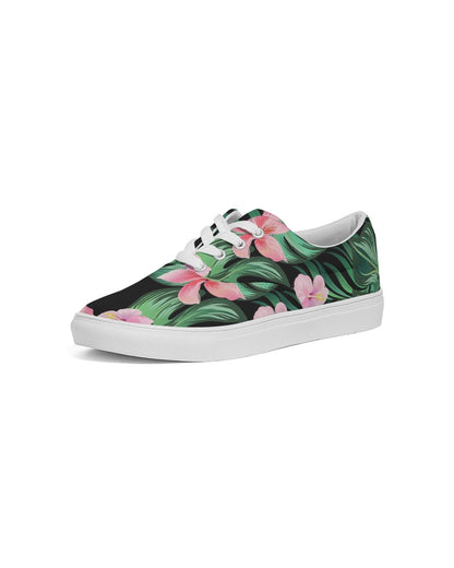 Summer Palm Leaves And Flowers Women's Lace Up Canvas Shoe