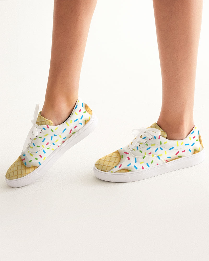 Ice Cream Cone Women's Lace Up cheapest Canvas Shoe