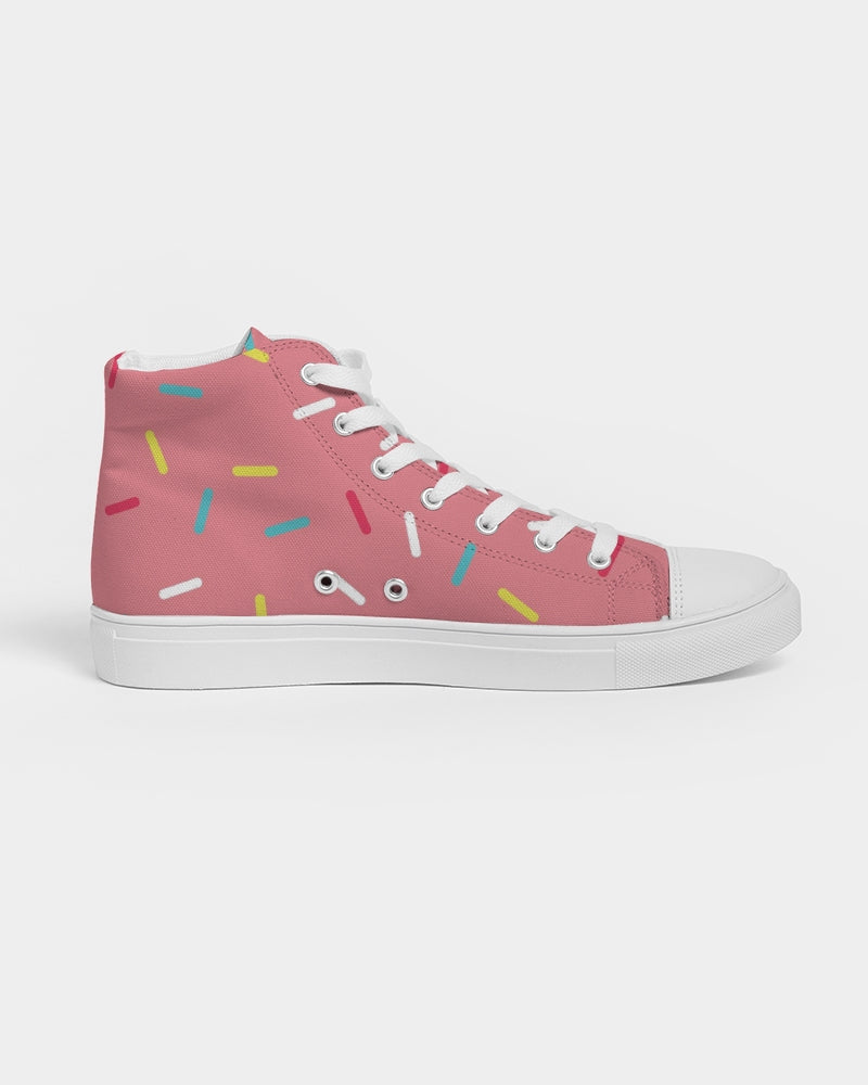 Pink Donut Sprinkles Women's High Top Canvas Shoe