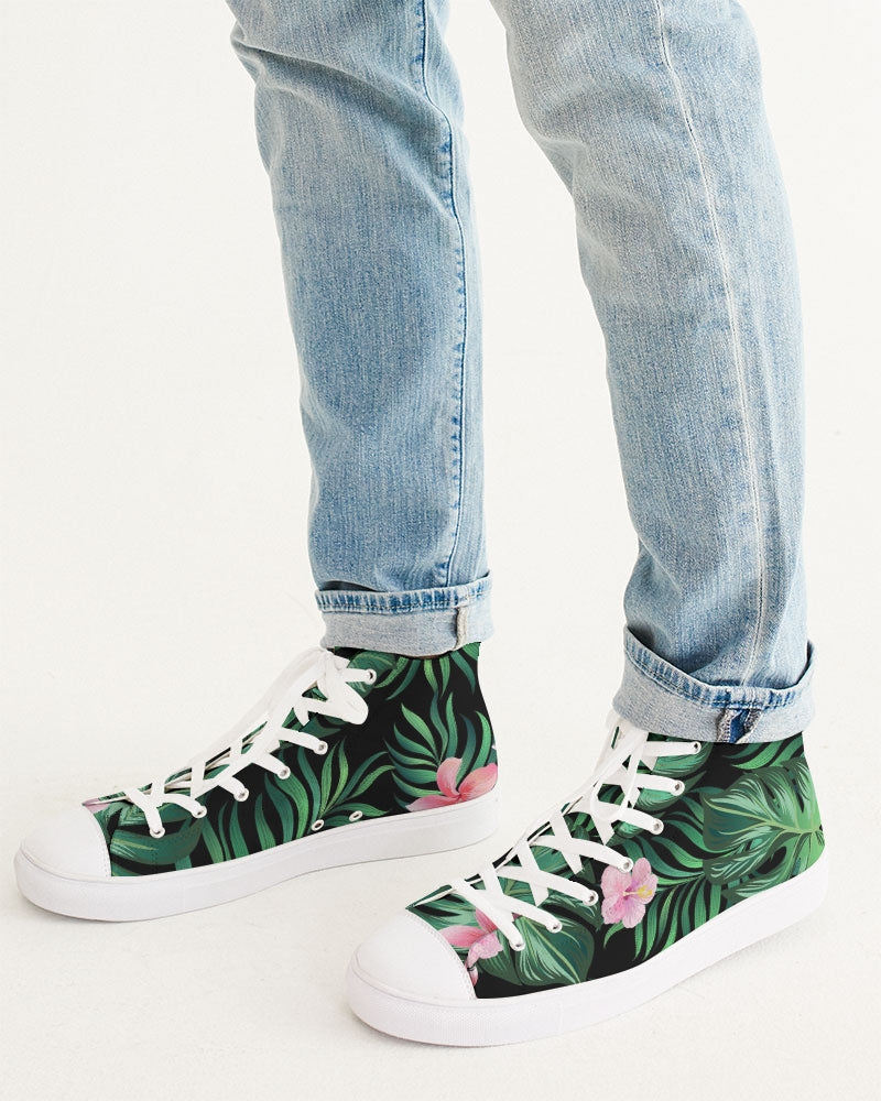 Summer Palm Leaves And buy Flowers Women's High Top Canvas Shoe