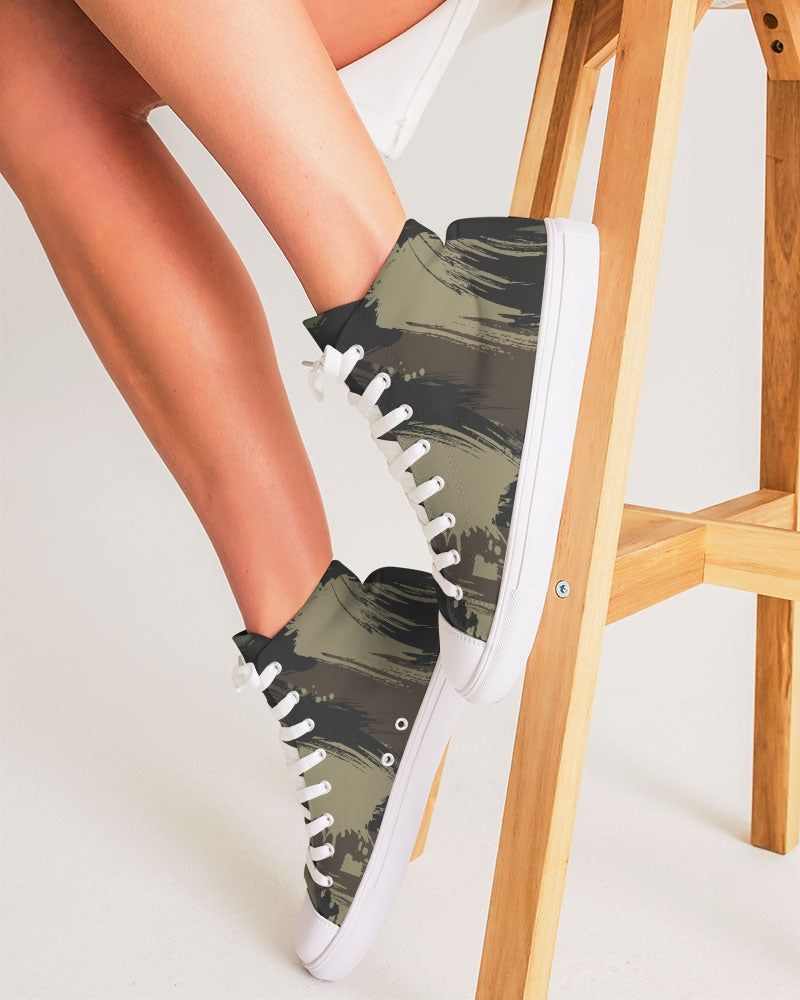 Paintbrush Camouflage Women's High Top Canvas Shoe