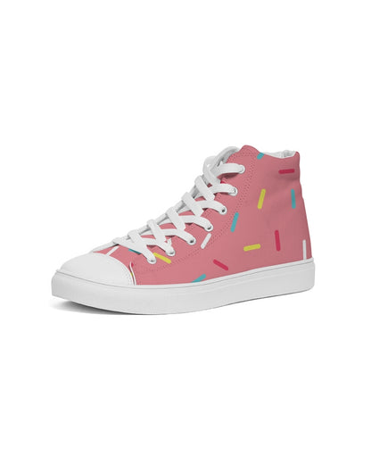 Pink Donut Sprinkles Women's High Top Canvas Shoe