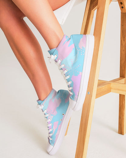 Pastel Camouflage Women's High Top Canvas Shoe