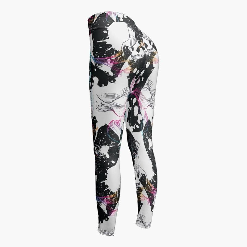 Abstract Gradient Flowers High Waisted Leggings