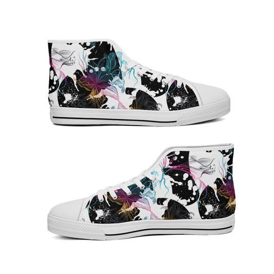 Abstract Gradient Flowers Unisex High Top Canvas Shoes