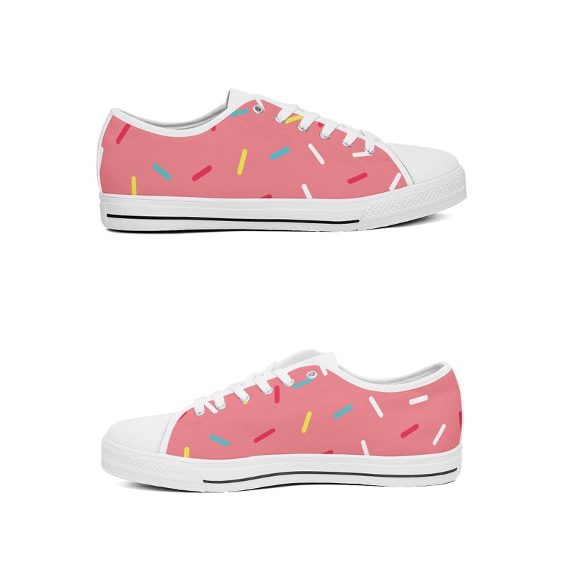 Pink Donut Sprinkles Unisex Low Top Canvas Shoes