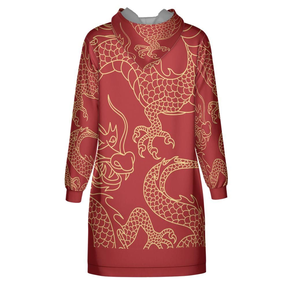 Gold & Red Dragon Hoodie Dress