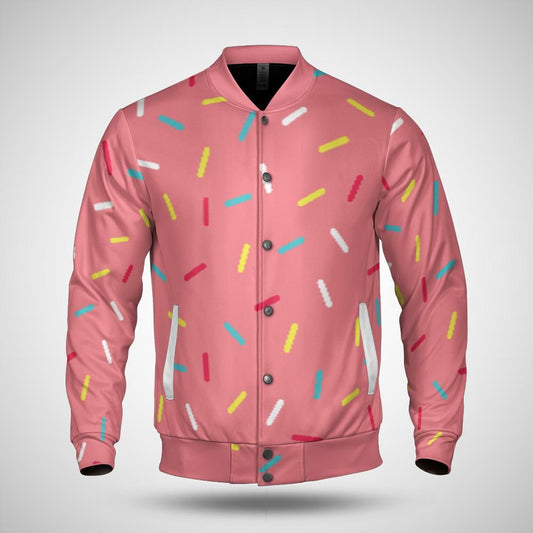 Pink Donut Sprinkles Baseball Jacket