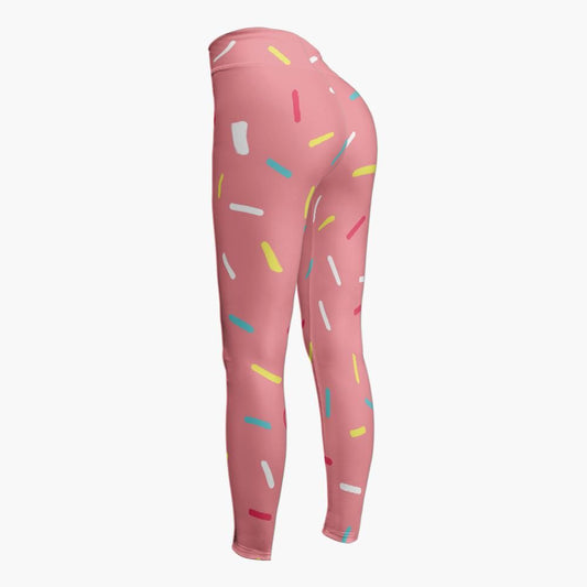 Pink Donut Sprinkles High Waisted Leggings