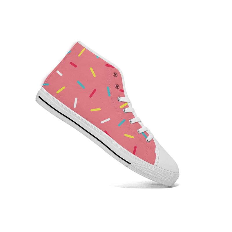 Pink Donut Sprinkles Unisex High Top Canvas Shoes